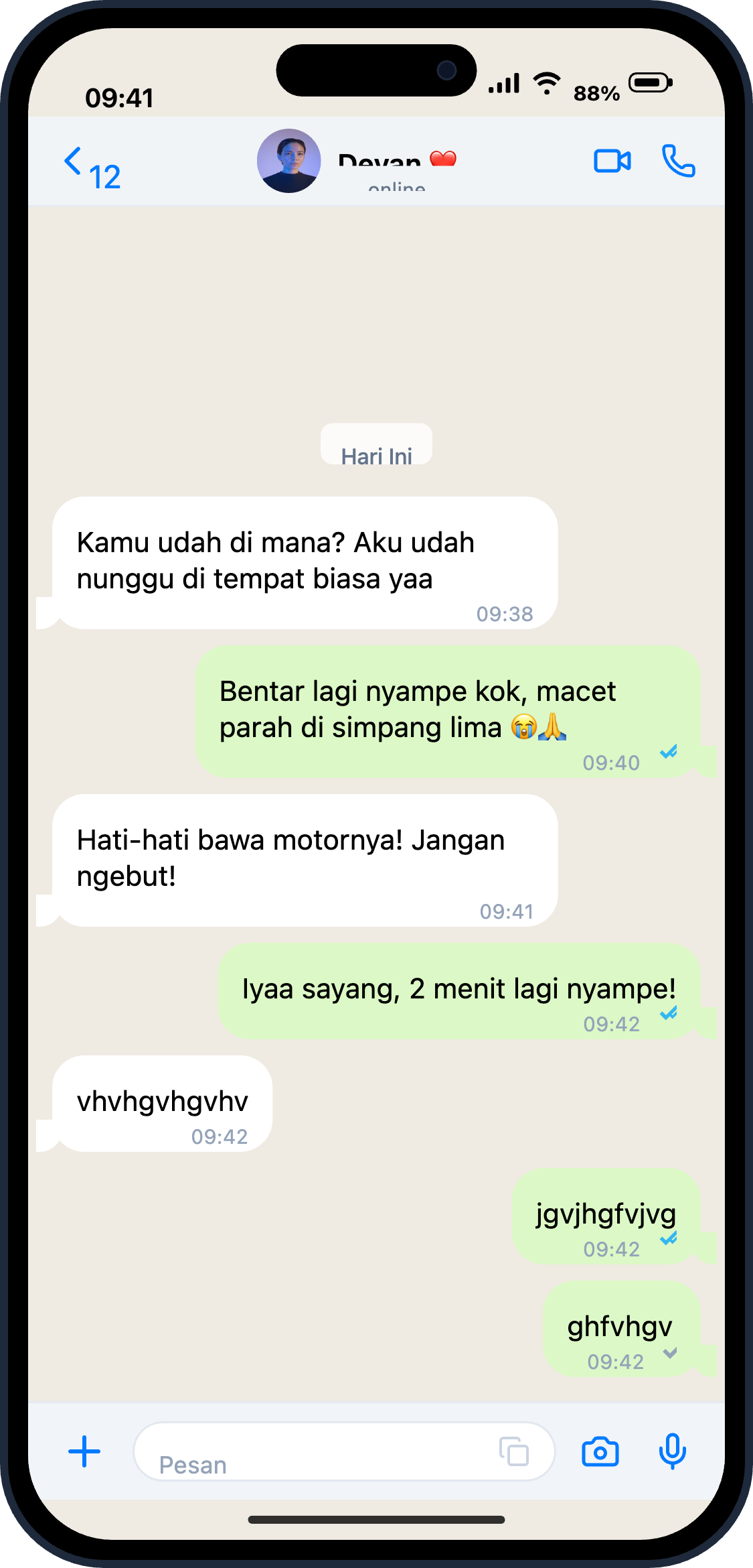 Screenshot chat klien
